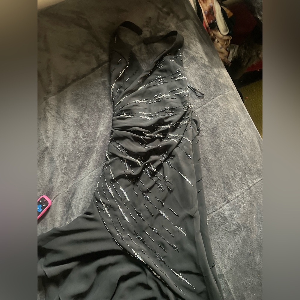 Elegant Black Dress with Silver Accents